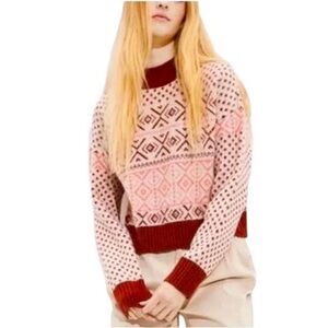 American Eagle Outfitter Fair Isle Mock Neck Cropped Sweater